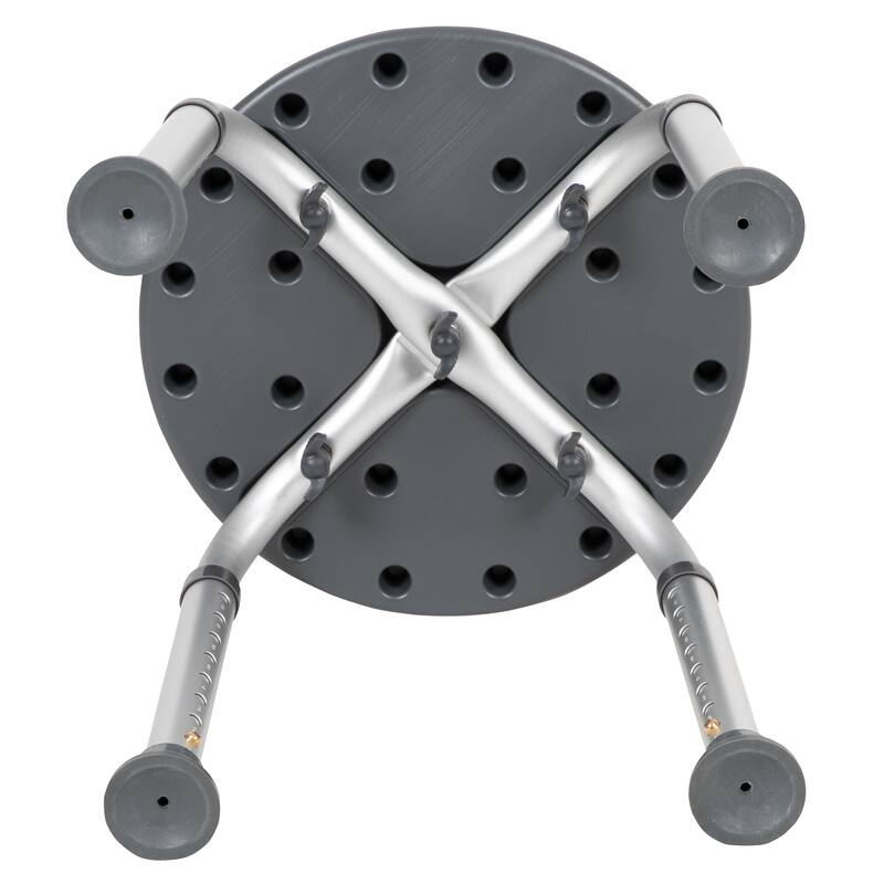 Tool-Free 300 Lb. Capacity, Adjustable White Bath & Shower Stool - 14.25"D x 14.25"W x 14" - 20.75"H