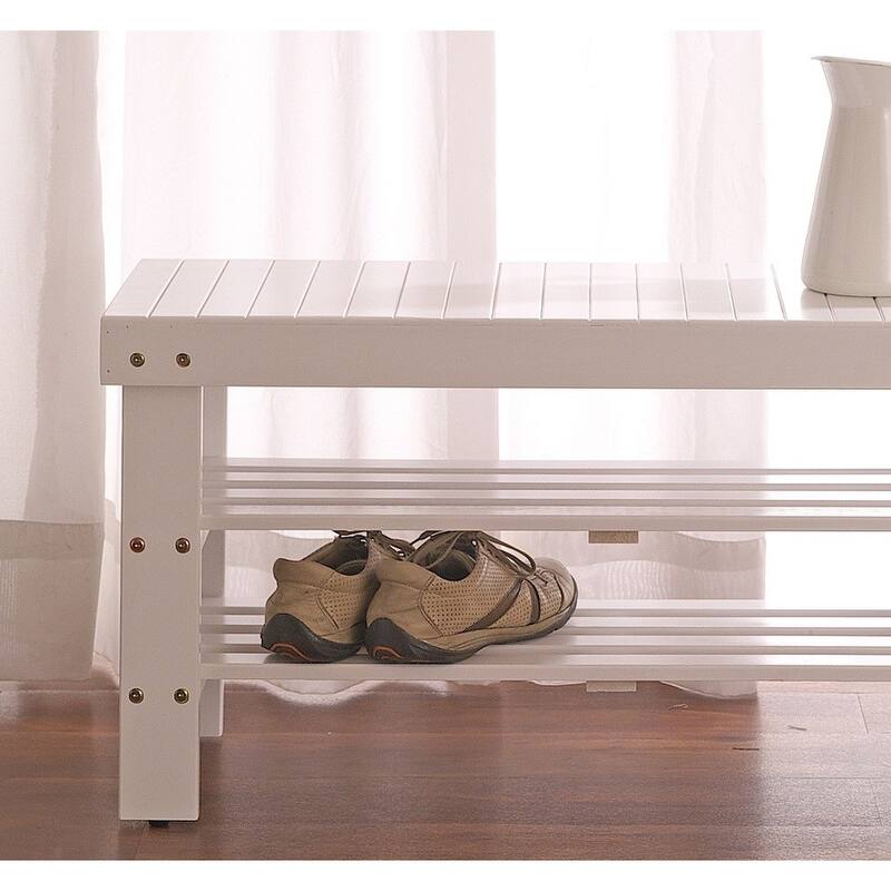 Entryway Footrest Bench with Two Open Shelves at Bottom, Characteristic Leisure Bench Corridor Bench for Living Room