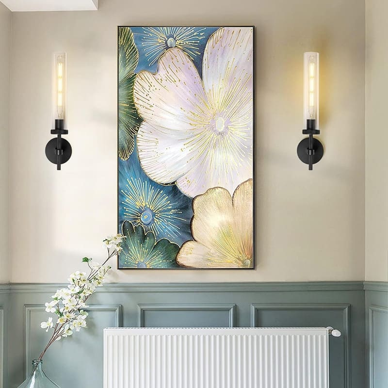 KAYLA Indoor Wall Light, Brass Wall Sconces Lighting Fixture, Bathroom Vanity Wall Sconces, Glass Tube Wall Sconces(2-Sets)