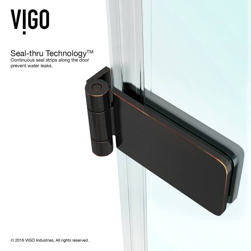 VIGO Orion 34" W x 58" H Frameless Hinged Tub Door in Antique Rubbed Bronze