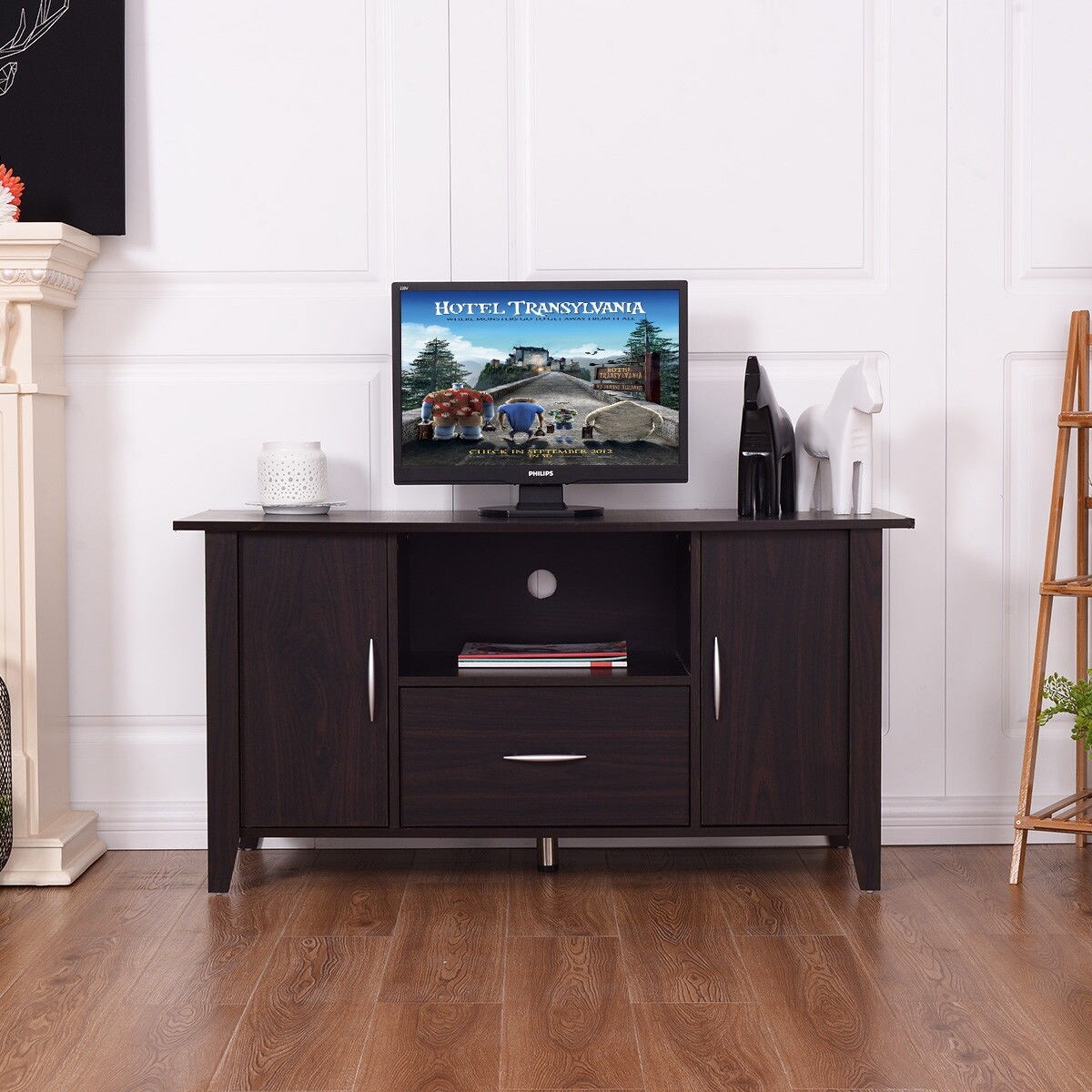 Shop Costway Modern Tv Cabinet Media Unit Storage Shelf Tv Stand
