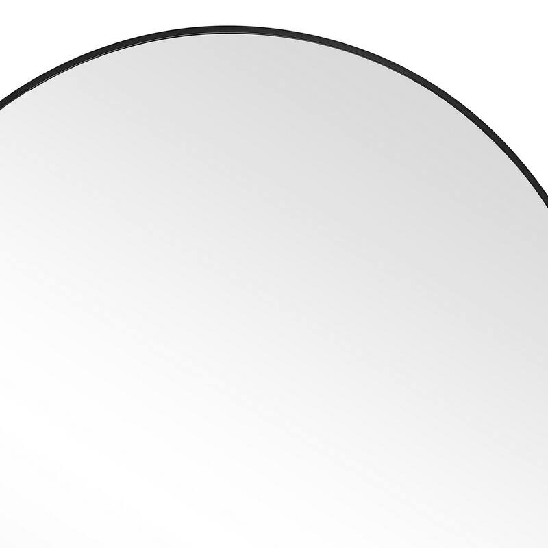 Round Shape Sleek Metal Frame Mirror, Black