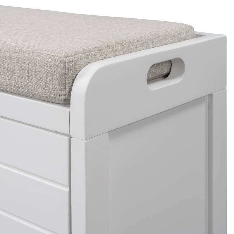 Storage Bench with Removable Basket Cushion and 2 Drawers