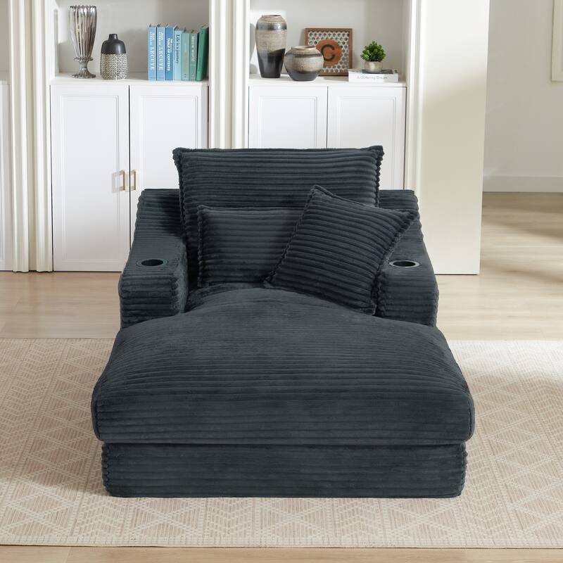 Rossetta 47'' Modern Comfortable Unique Cushion Design Cushioned Compression Corduroy Sofa with Spacious Depth - Dark Gray