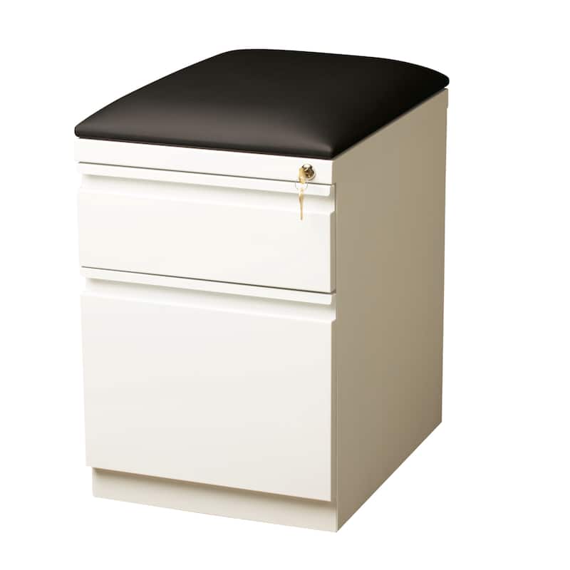 Hirsh 20" D Mobile Pedestal Box File Cabinet with Seat Cushion,White - White