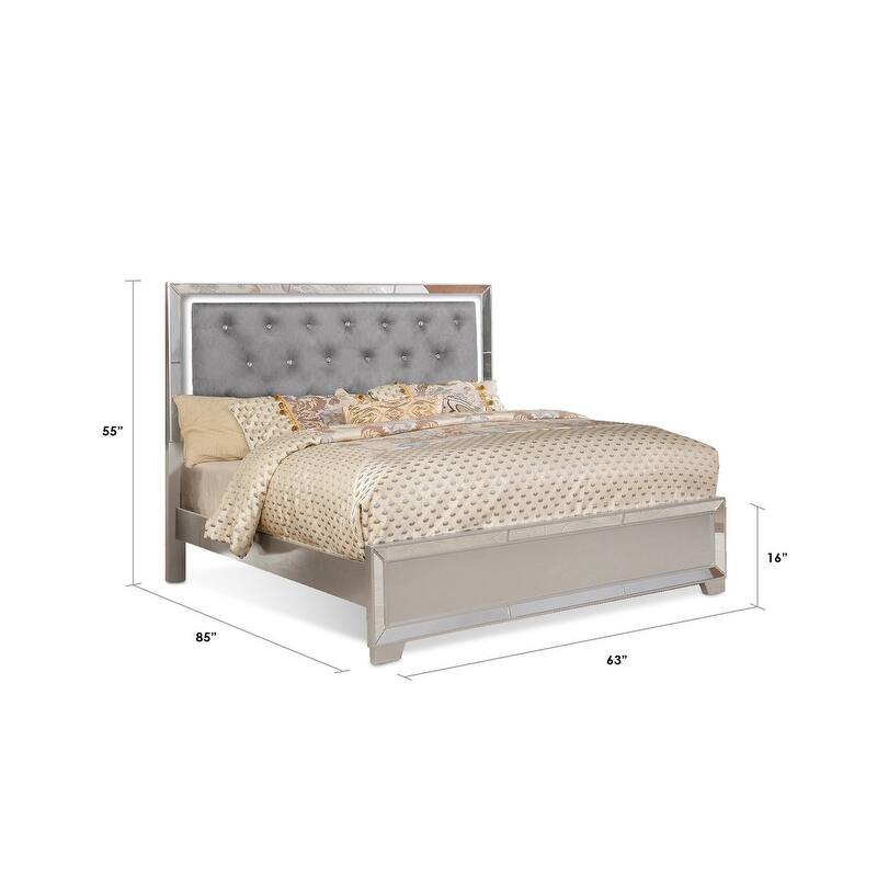 Everly a Crystal Tufted with LED lightning Bedroom Set
