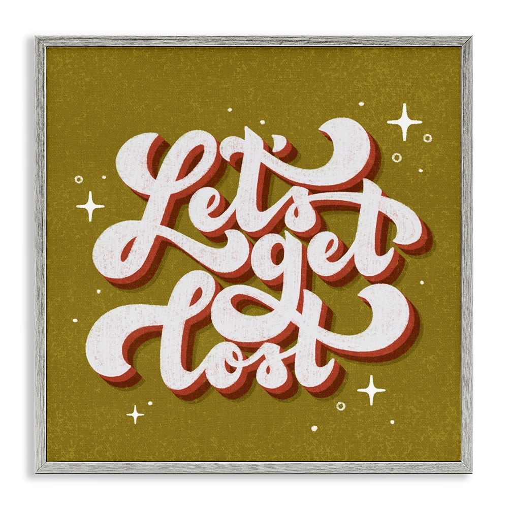 Stupell Let's Get Lost Retro Lettering Framed Giclee Art Design By Sarah Hickman