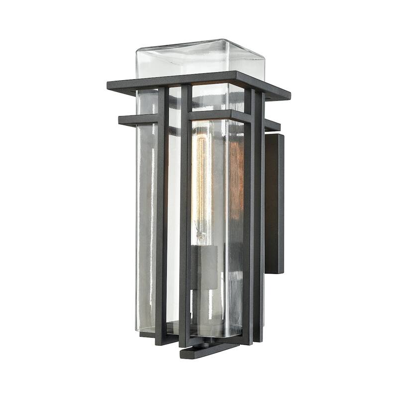 Croftwell 1-Light Outdoor Sconce - Textured Matte Black - 15 inch Tall - Matte Black