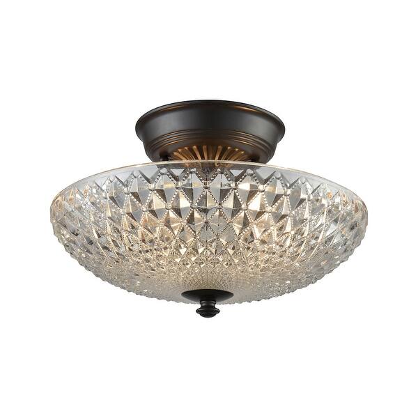 slide 2 of 2, Elk Home Sweetwater Bronze With Textured Glass 2 Light Semi Flush