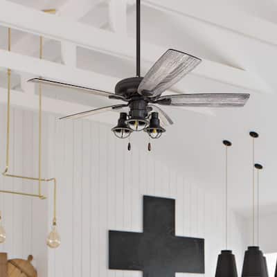 The Gray Barn Chevening 52-inch Coastal Indoor LED Ceiling Fan with Pull Chains 5 Reversible Blades - 52