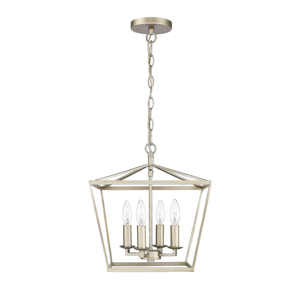 Farmhouse Champagne Gold Semi-Flush Mini Lantern Pendant