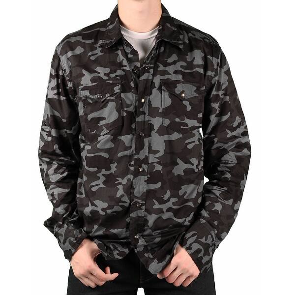 Shop Ditch Plains Young Men S Roll Sleeve Snap Front Camo Shirt