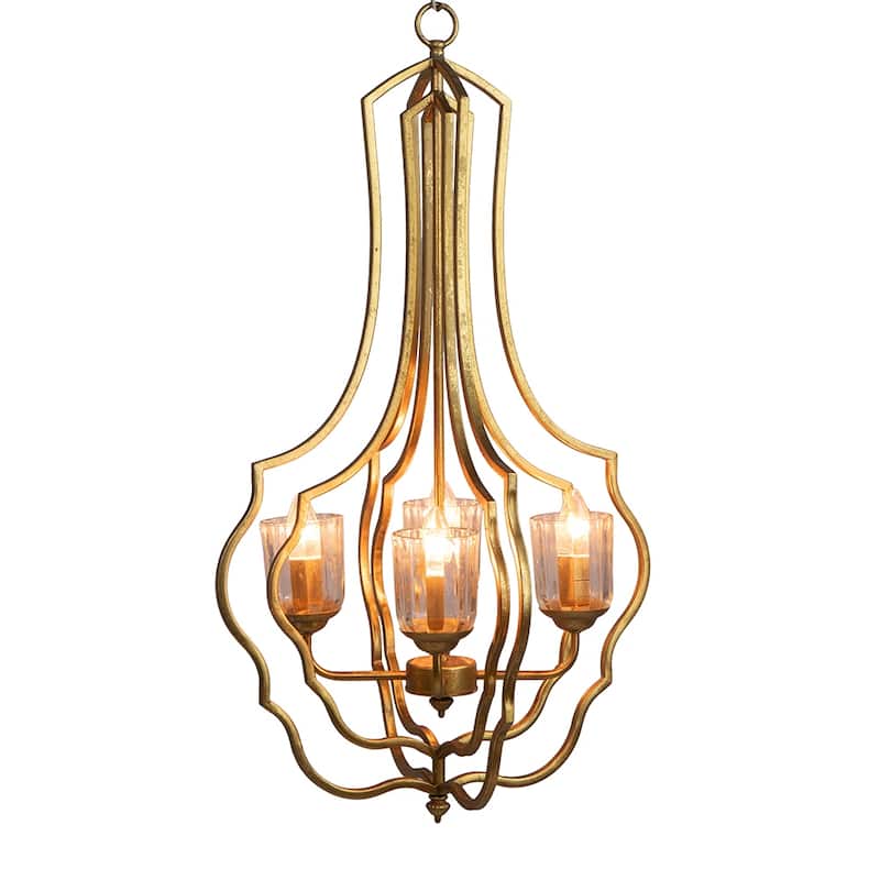 4 - Light Metal Chandelier, Hanging Light Fixture with Adjustable Chain for Kitchen Dining Room, Bulb Not Included