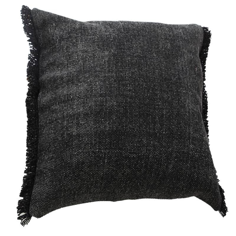 HomeRoots 20" X 20" Jet Black 100% Cotton Zippered Pillow