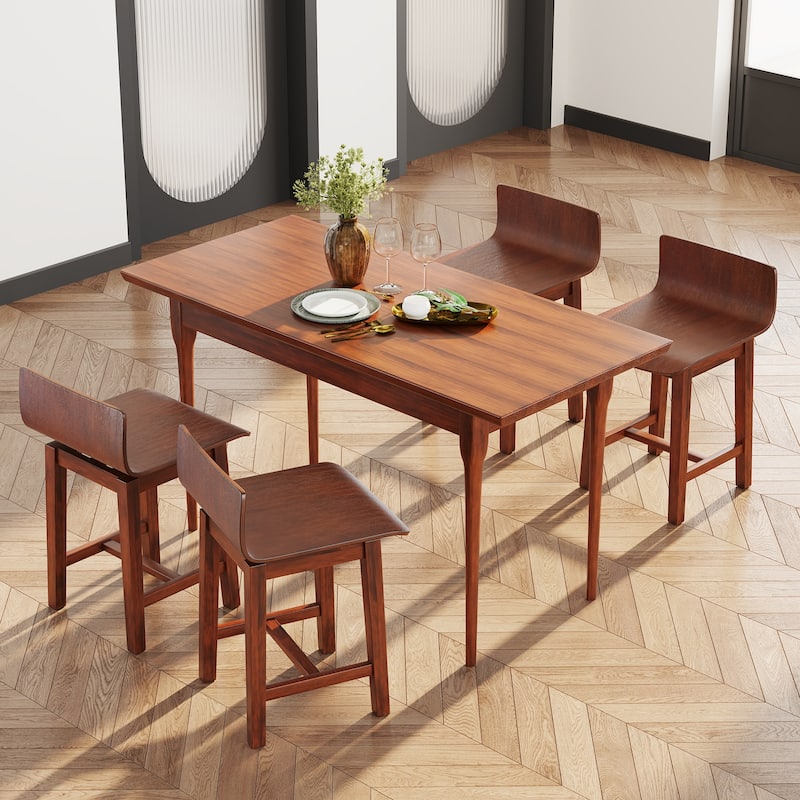 Gymax Swivel Dining Chair Set of 2 Farmhouse Wooden Kitchen Chairs
