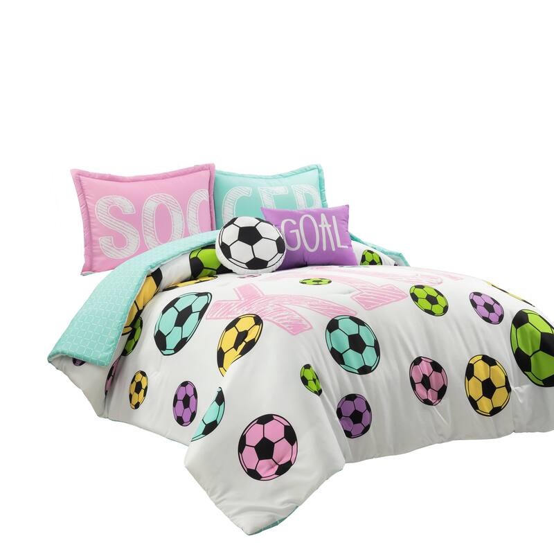 Lush Decor Girls Soccer Kick Reversible Oversized Comforter