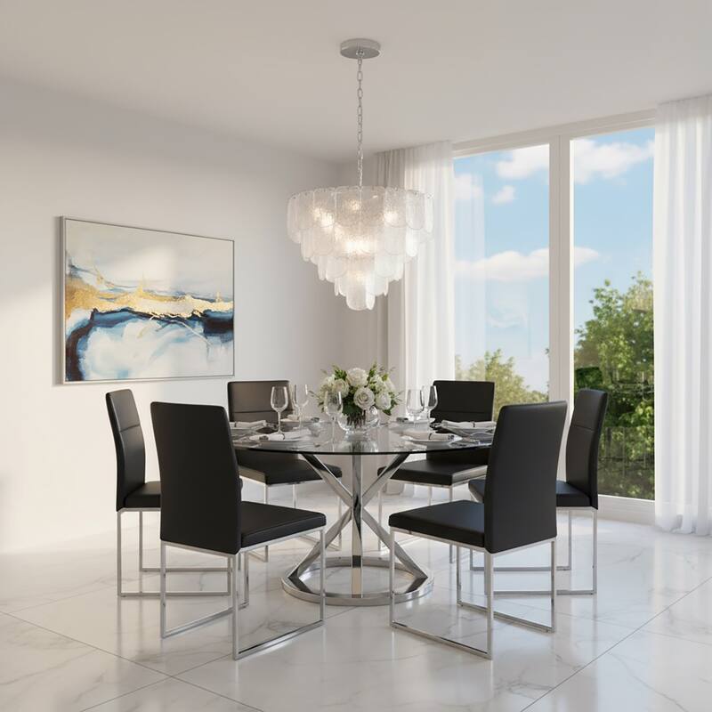 Artcraft Bianca - Chandelier - Polished Nickel - Crystalline with Piastra Type Glassware