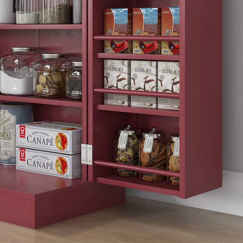 Freestanding Kitchen Cabinet with 12 Door Shelves