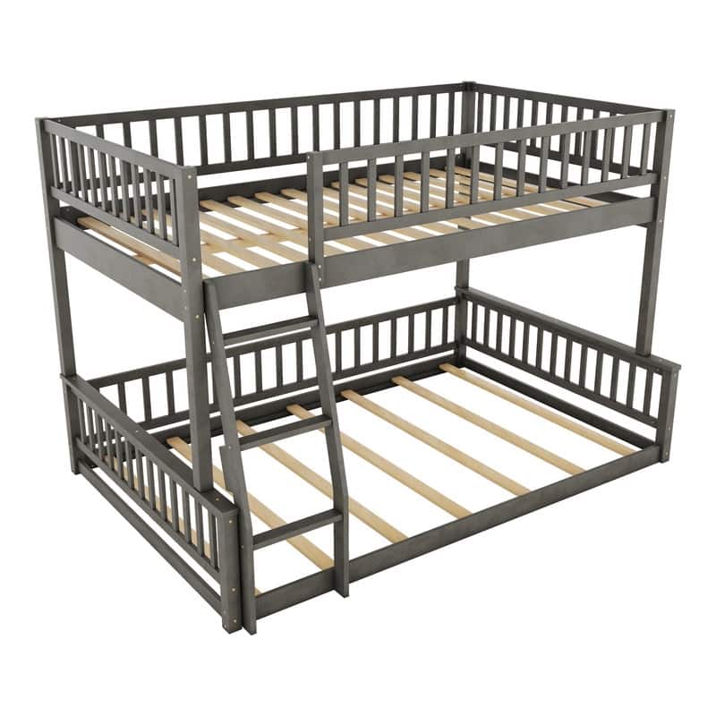 Full XL over Queen Bunk Bed with Ladder and Guardrails