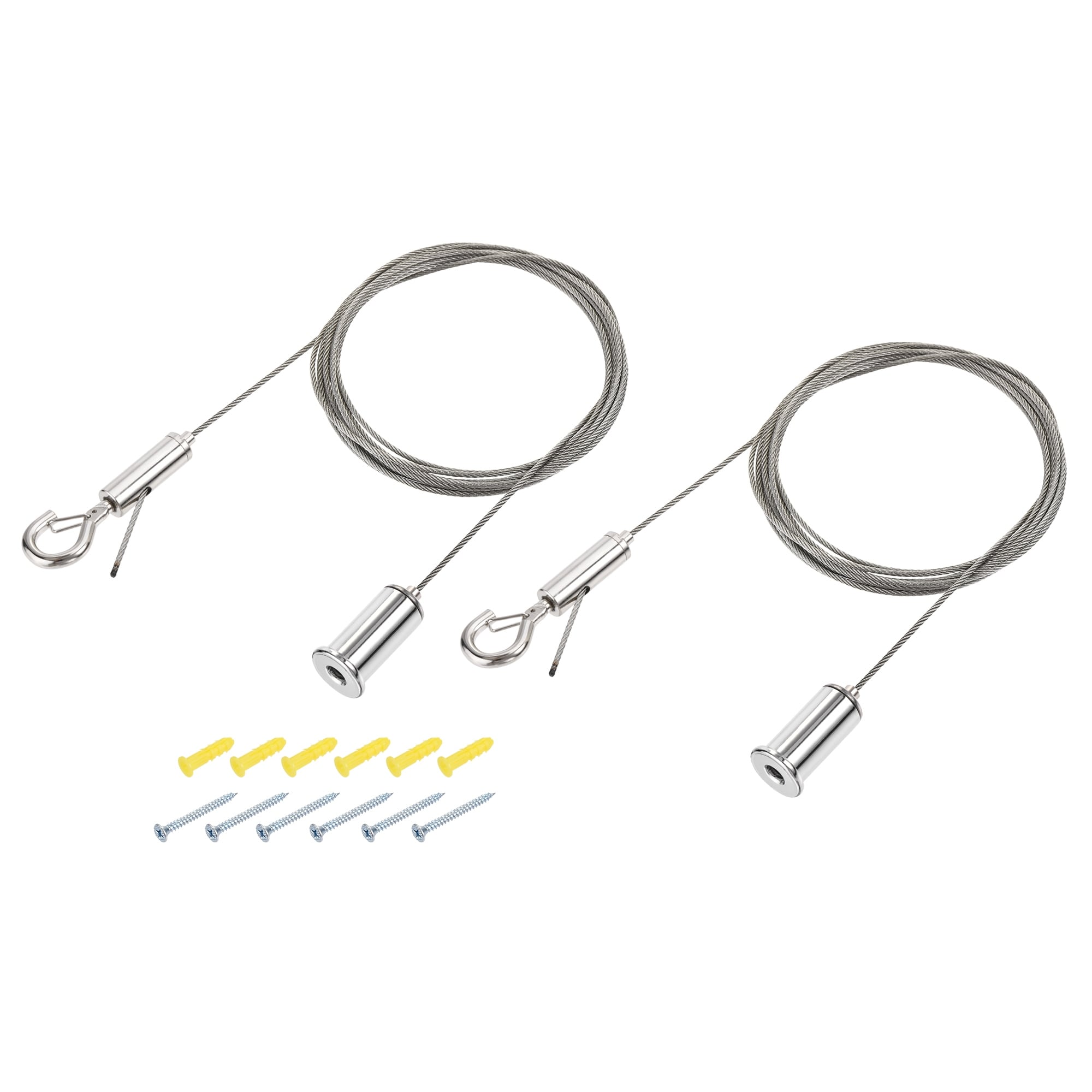 Picture Hanging Wire Hooks Kit, 2Set 2.5M Hanger Wire, Load 33 lbs, 6Set  Screws - Silver