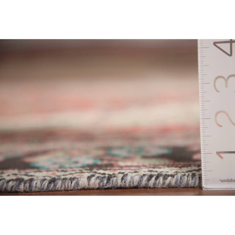 Hand Knotted Oriental 100% Wool Carpet Traditional Medallion Pink Hamedan Area Rug - 8' 11'' X 6' 5''