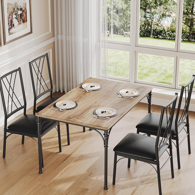 5-Piece Dining Table Set for 4, Modern Kitchen Table and Chairs, Compact Size for Apartment or Small Dining Room