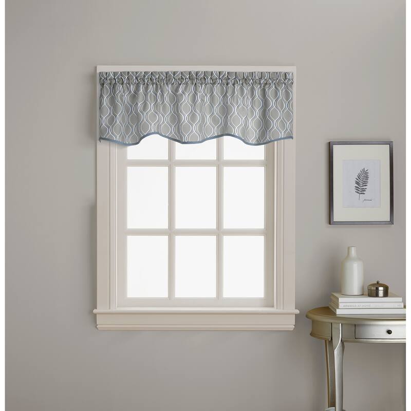 Curtainworks Morocco Swag, Valance, and Tier Pair Curtain Collection - Scalloped Valance - Silver