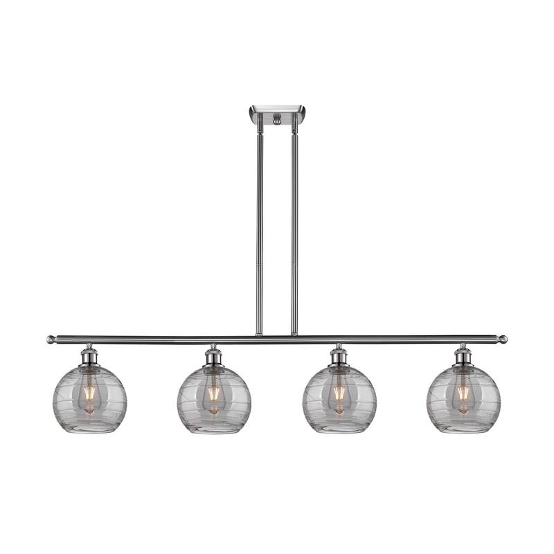Innovations Lighting 516-4I 10 48 Athens Deco Swirl Chandelier Athens - Brushed Satin Nickel / Light Smoke Deco Swirl