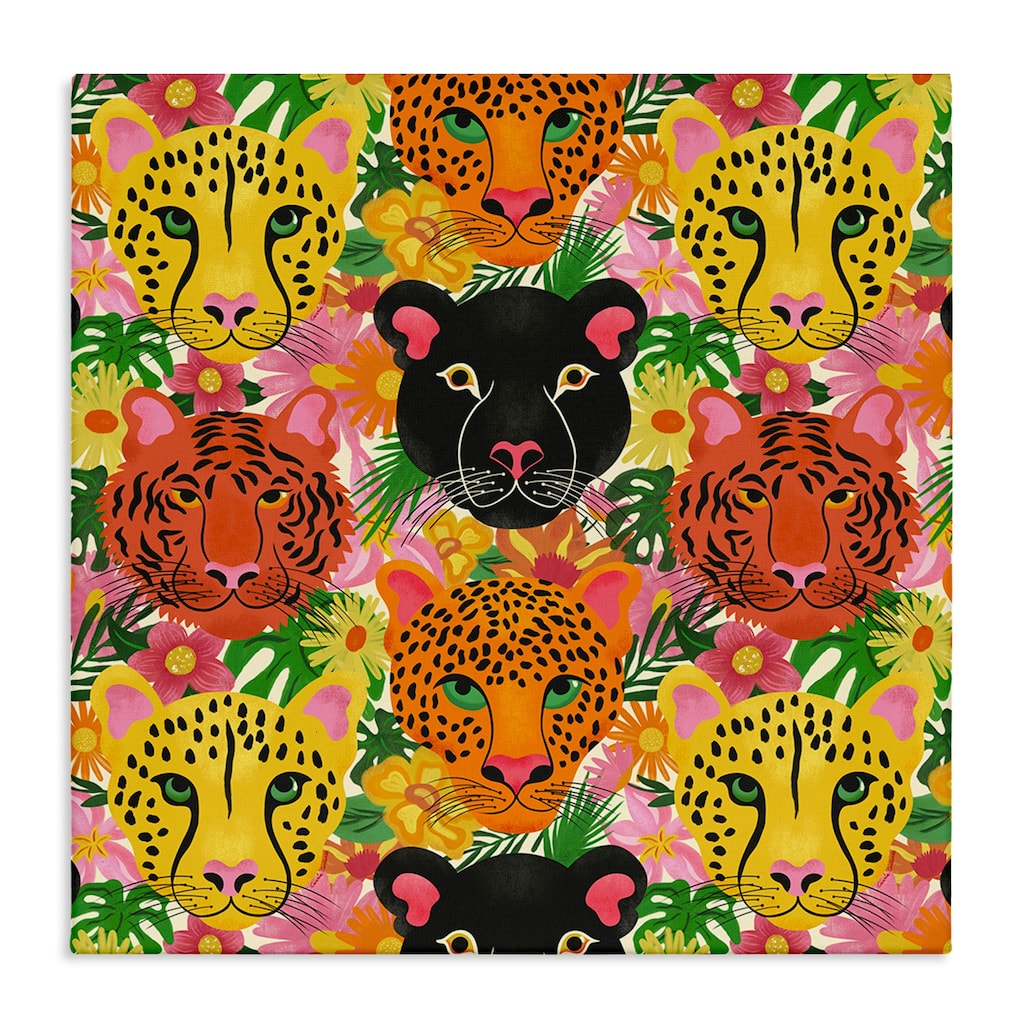 Stupell Jungle Cats Wildlife Pattern Canvas Wall Art Design By Carrie Cantwell