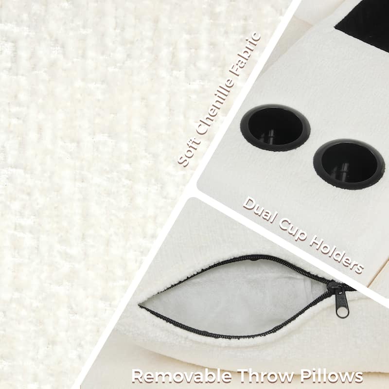 L-Shaped Modular Sectional Sofa with Pull-Out Bed, Chenille Convertible Sleeper Sofa Bed with Cup Holders & Multiple Storage