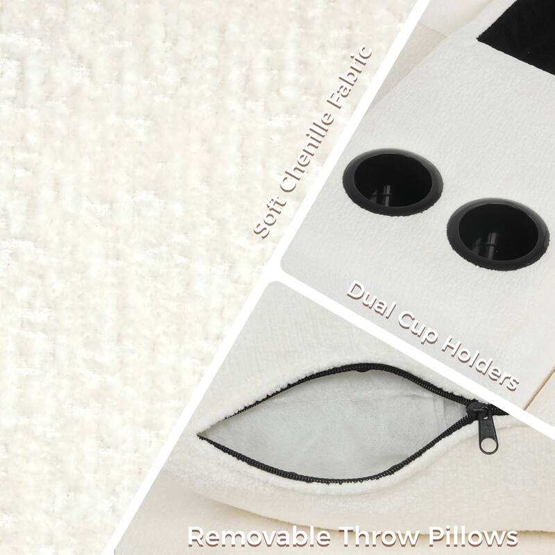 Roomfitters 120 Inch L-Shaped Sectional Sleeper Sofa with Pull-Out Bed and Cup Holders, Chenille