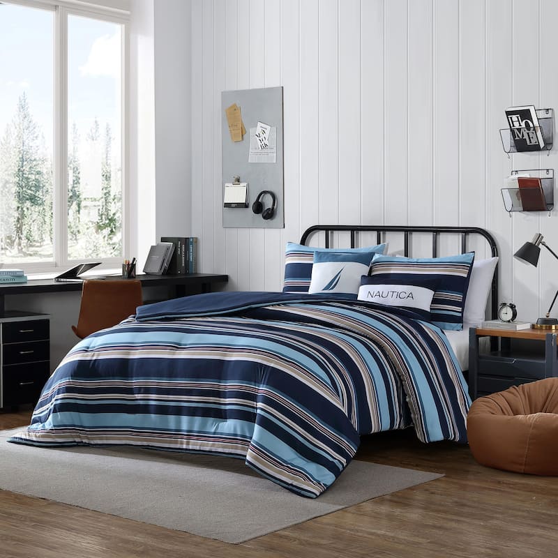 Nautica Colton Reversible Navy Comforter Bonus Set