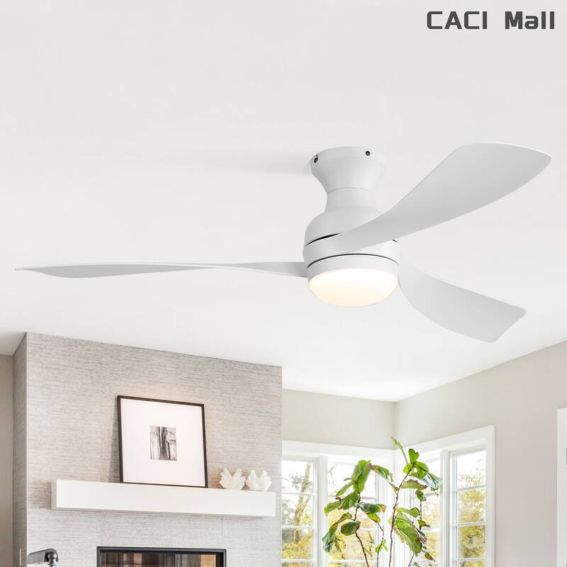 52/60 Inch Ceiling Fan with Integrated LED Light and Remote Control Quiet DC Motor