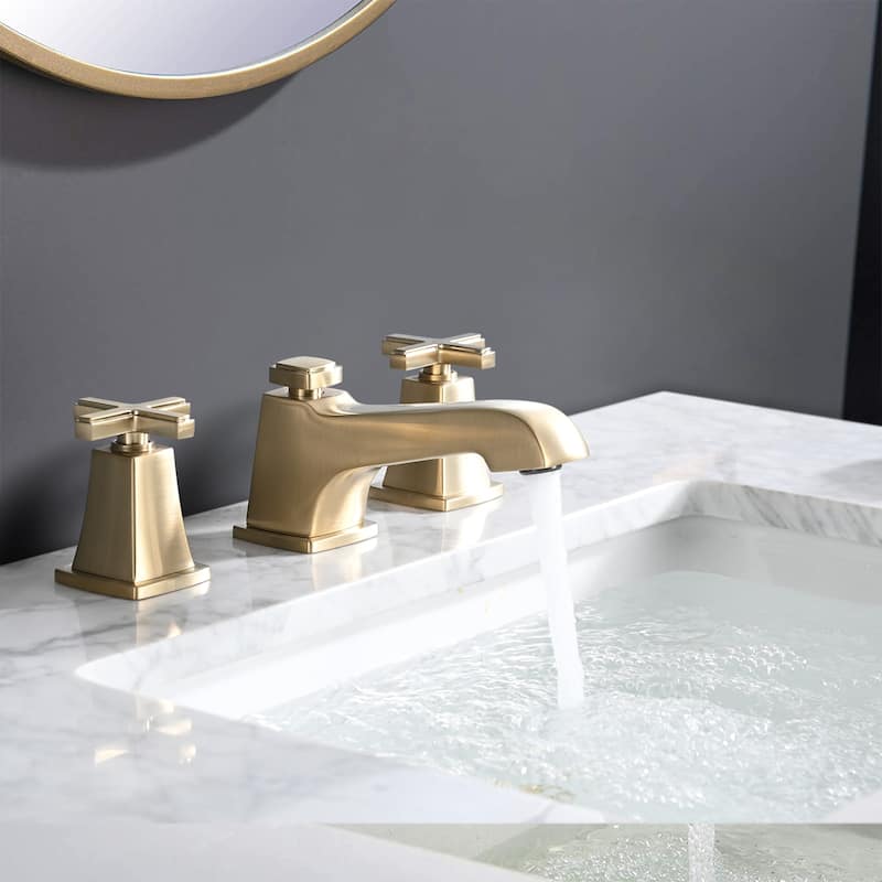 YASINU Two Handles Widespread Cross Handle Bathroom Faucet with Drain
