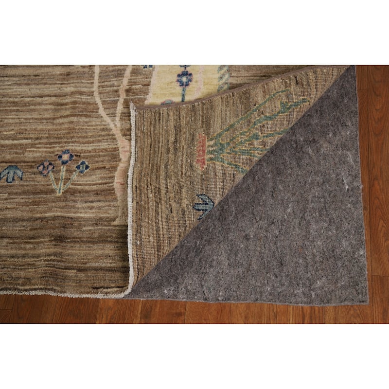 Hand Knotted Oriental 100% Wool Carpet Transitional Floral Brown Oushak Area Rug - 9' 11'' X 8' 0''
