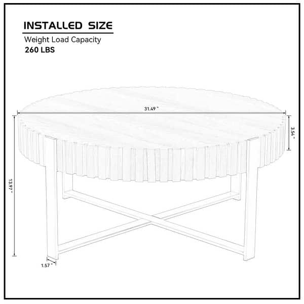 31.5 Inch Round Coffee Table with Sturdy Pedestal