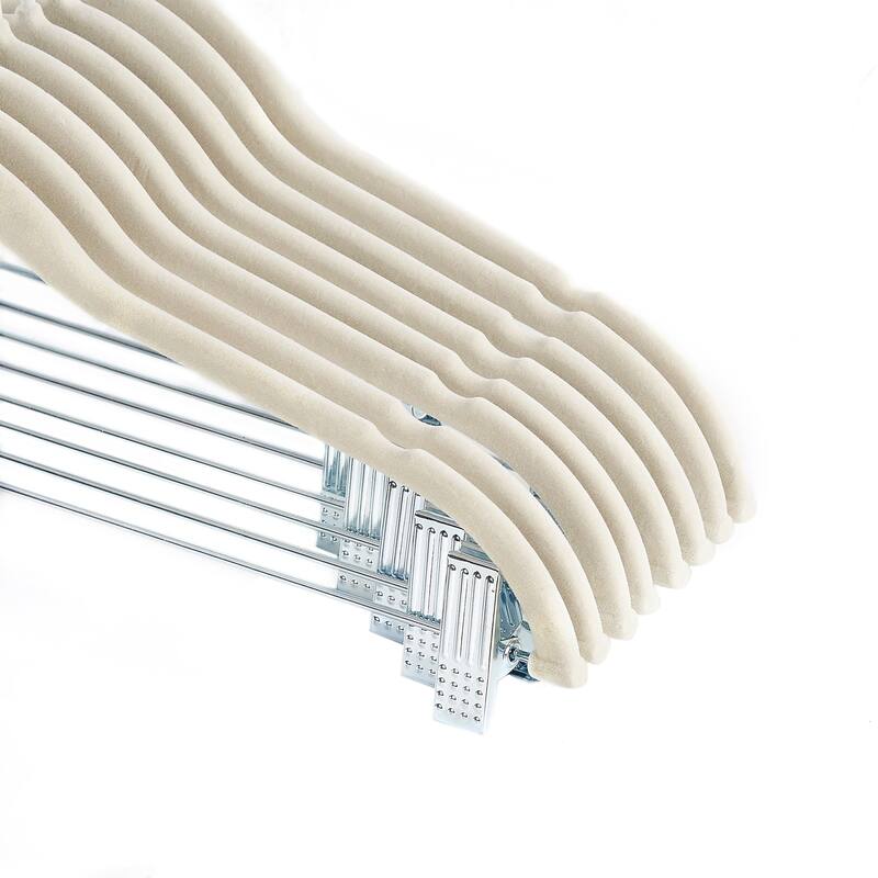 VECELO 20-Pack Pant Hangers (Black/Grey/Pink/Beige/Green) Clothes Hangers Non-slip Space-saving Clothes Hangers