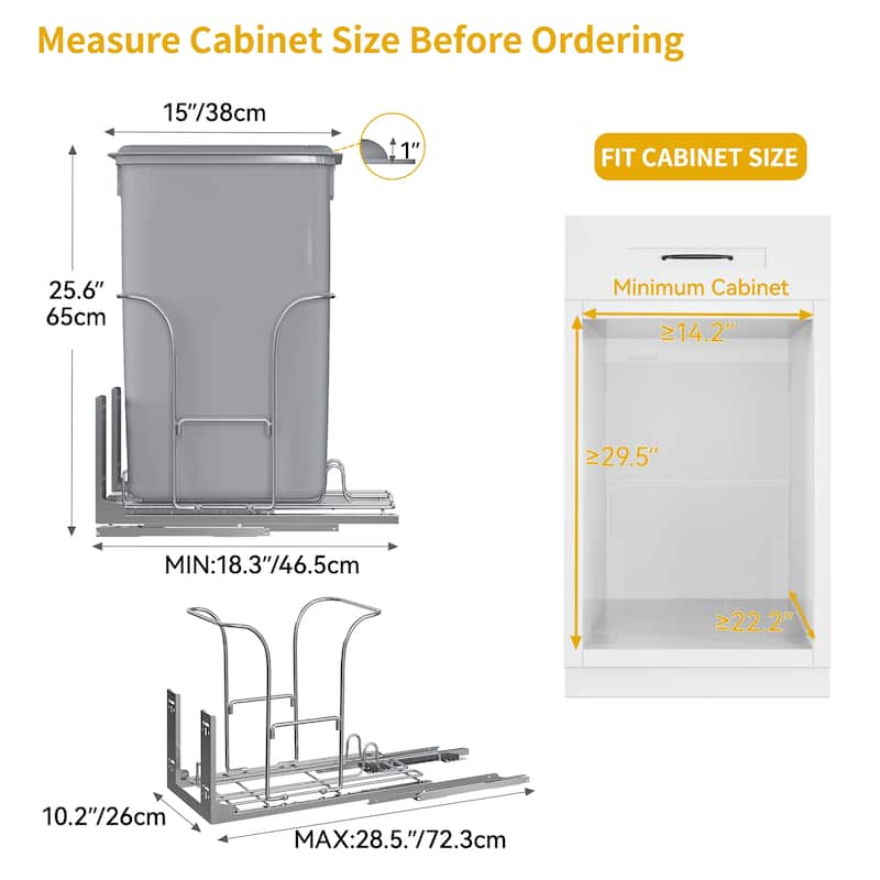 Moasis 43 QT Cabinet Pull-out Trash Bin with Lid - 43QT