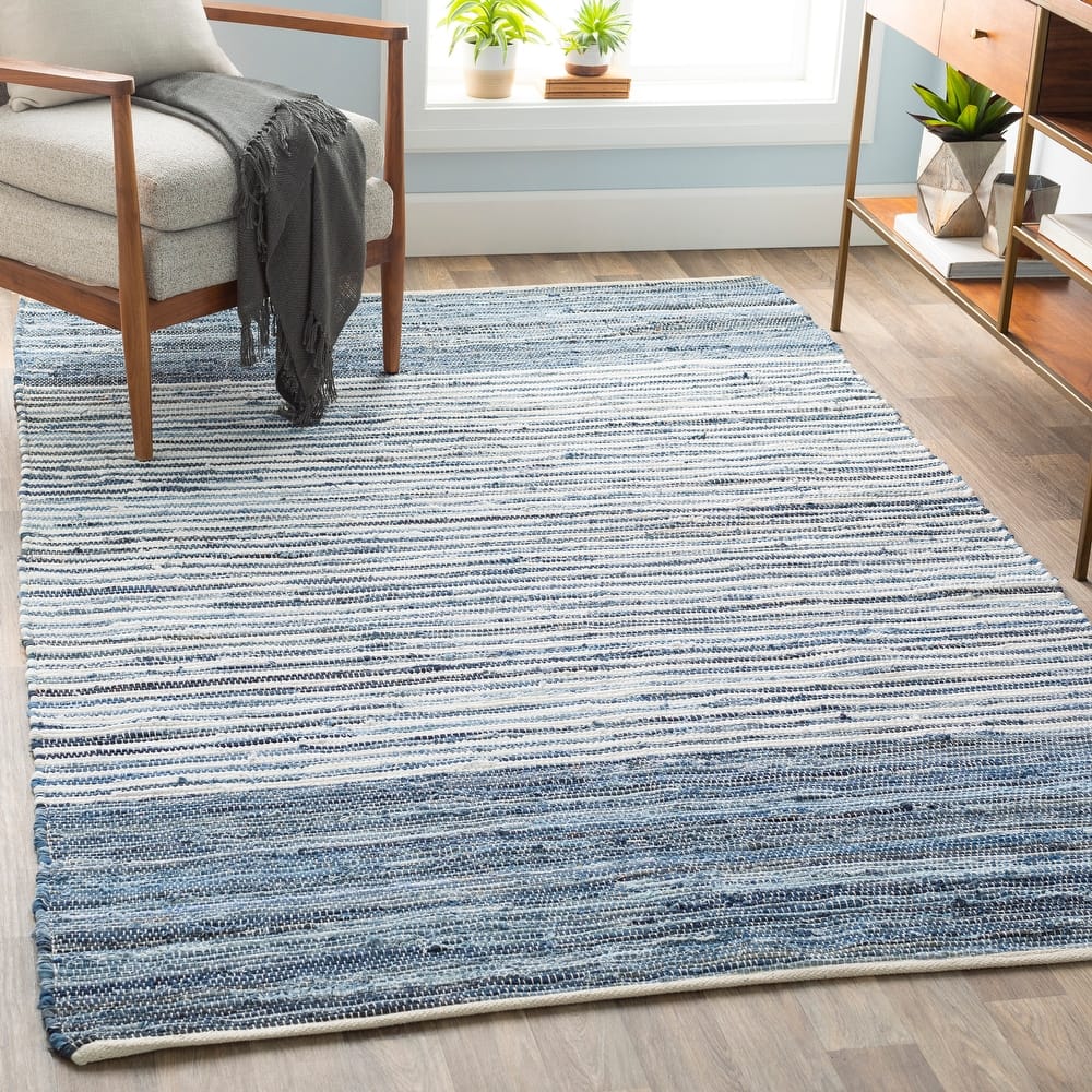 Livabliss Carabello Handmade Casual Denim Stripe Area Rug
