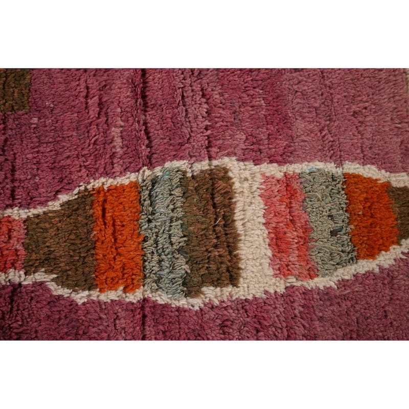 Plush Moroccan Style Area Rug Hand-Knotted Oriental Pink Wool Carpet - 5'8" x 10'1"