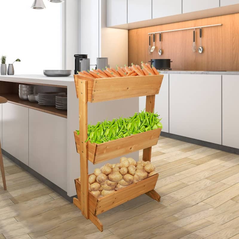 3 Tier Wooden Vertical Raised Garden Bed Vegetable Planter Box Outdoor - 27"x16"x42"