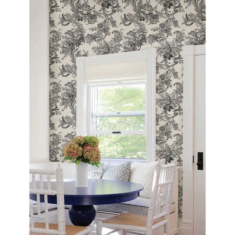 A-Street Prints Carmel Black Baroque Florals Wallpaper