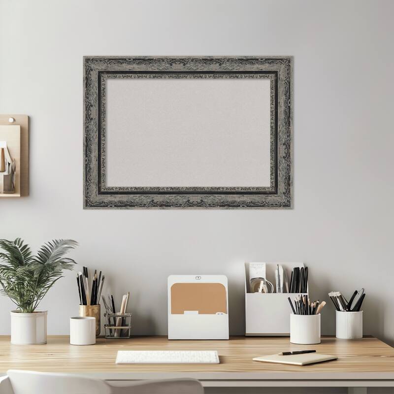 Filigree Matte Black Framed Cork Board - Bulletin Board, Organization Board, Pin Board