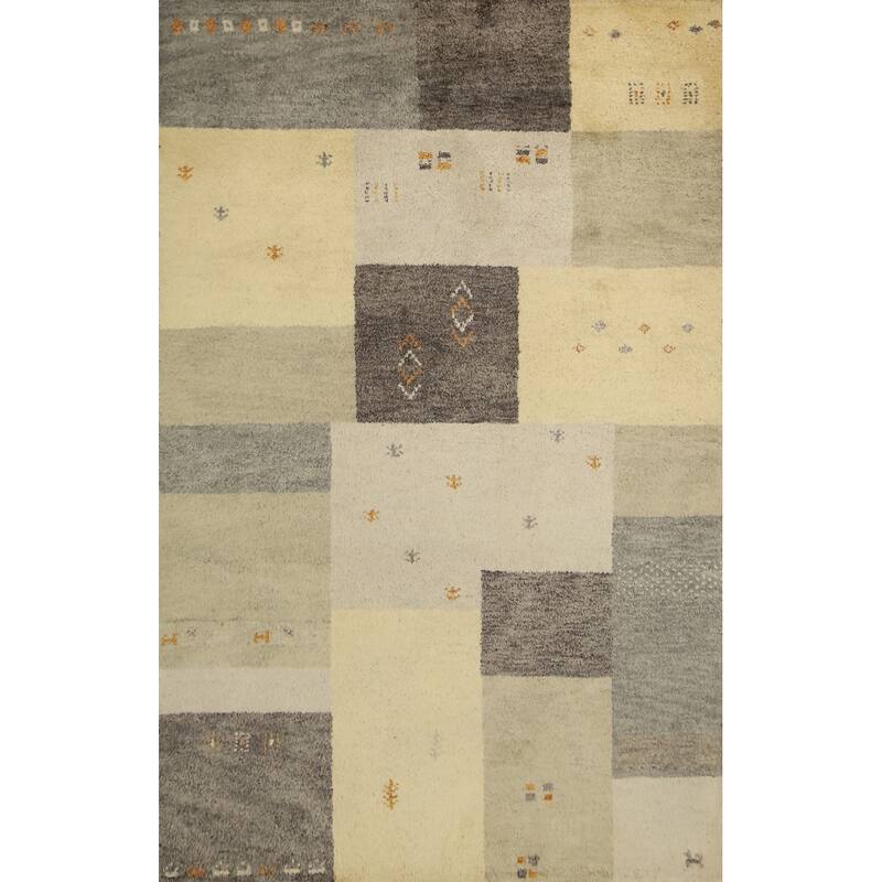 Hand Knotted Oriental 100% Wool Carpet Tribal Modern Multi-Colored Gabbeh Area Rug - 7' 6'' X 4' 11''