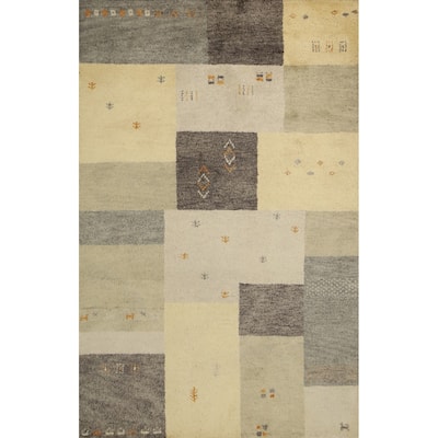 Hand Knotted Oriental 100% Wool Carpet Tribal Modern Multi-Colored Gabbeh Area Rug - 7' 6'' X 4' 11''
