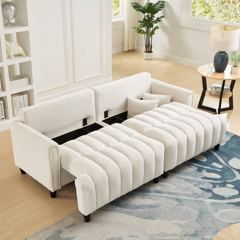 Futon Couch Sofa Bed with Pillows, Convertible Sleeper Sofa with Adjustable Backrest, Loveseat Sleeper Daybed