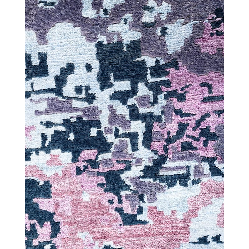 Modern One-of-a-Kind Hand-Knotted Area Rug - Gray, 8' 10" x 12' 0" - 8' 10" x 12' 0"