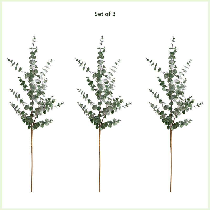 Eucalyptus Leaf Artificial Stem Sprays - 40" - Green - Set of 3