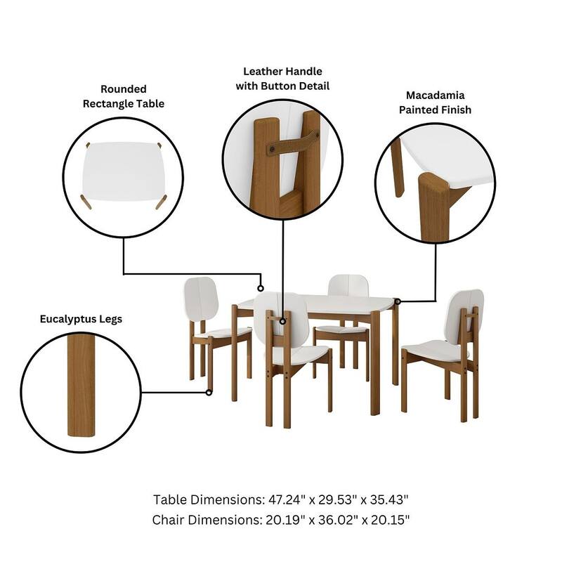 Manhattan Comfort Mid-Century Gales 47.24 Dining Table Set