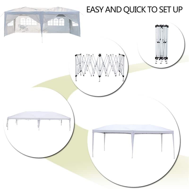 Outdoor Four Windows Practical Waterproof Folding Tent White